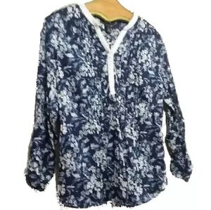 Style & Co. Blue Floral Blouse M